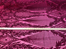 4 Way Stretch - Fuchsia Geometric Design Sequins On Mesh Beautiful Fashion Fabrics Sold By Yard
