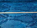 4 Way Stretch - Turquoise  - Geometric Design Sequins On Mesh Beautiful Fashion Fabrics Sold By Yard