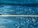 4 Way Stretch - Turquoise - Damask Net Design Sequins On Mesh Elegant Fashion Fabrics Sold By Yard
