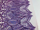 Hologram Lilac - 4 Way Stretch Embroidered Royalty Sequins Design Fabric By Yard