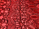 Hologram Red - 4 Way Stretch Embroidered Royalty Sequins Design Fabric By Yard