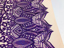 Hologram Purple - 4 Way Stretch Embroidered Royalty Sequins Design Fabric By Yard