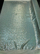Silver Holographic Mini Glitz Sequins - by yard - 4Way Stretch Shiny Sequins Mesh Fabric