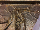 Mini Glitz Sequins - Light Gold -  Stretch Shiny Sequins Mesh Fabric Sold By The Yard