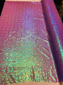 Mini Glitz Sequins - Iridescent Lilac - Stretch Shiny Sequins Mesh Fabric Sold By The Yard