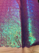 Mini Glitz Sequins - Iridescent Lilac - Stretch Shiny Sequins Mesh Fabric Sold By The Yard