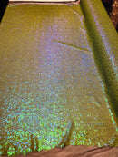 Mini Glitz Sequins - Avocado Green - 2 Way Stretch Shiny Sequins Mesh Fabric Sold By The Yard