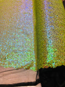 Mini Glitz Sequins - Avocado Green - 2 Way Stretch Shiny Sequins Mesh Fabric Sold By The Yard