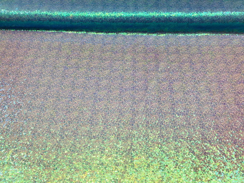 Mini Glitz Sequins - Iridescent Turquoise - Stretch Shiny Sequins Mesh Fabric Sold By The Yard