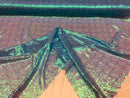 Mini Glitz Sequins - Iridescent Turquoise - Stretch Shiny Sequins Mesh Fabric Sold By The Yard