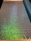 Mini Glitz Sequins - Iridescent Turquoise - Stretch Shiny Sequins Mesh Fabric Sold By The Yard