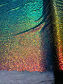 Mini Glitz Sequins - Iridescent Rainbow -  Stretch Shiny Sequins Mesh Fabric Sold By The Yard