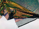 Mini Glitz Sequins - Iridescent Rainbow -  Stretch Shiny Sequins Mesh Fabric Sold By The Yard