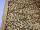 Geometric Sequins Fabric with 4 Way Stretch - Gold -  Elegant Lace Fabrics Sold By The Yard