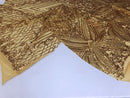 Geometric Sequins Fabric with 4 Way Stretch - Gold -  Elegant Lace Fabrics Sold By The Yard