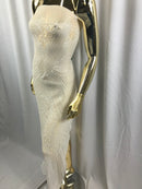 Geometric Sequins Fabric with 4 Way Stretch - Ivory-  Elegant Lace Fabrics Sold By The Yard