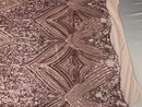 Geometric Sequins Fabric with 4 Way Stretch - Pink -  Elegant Lace Fabrics Sold By The Yard