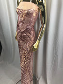 Geometric Sequins Fabric with 4 Way Stretch - Pink -  Elegant Lace Fabrics Sold By The Yard