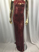 Geometric Sequins Fabric with 4 Way Stretch - Burgundy -  Elegant Lace Fabrics Sold By The Yard