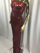 Geometric Sequins Fabric with 4 Way Stretch - Burgundy -  Elegant Lace Fabrics Sold By The Yard