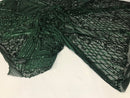 Geometric Sequins Fabric with 4 Way Stretch - Hunter Green-  Elegant Lace  Fabrics Sold By The Yard