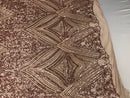 Geometric Sequins Fabric with 4 Way Stretch - Rose Gold -  Elegant Lace  Fabrics Sold By The Yard