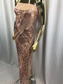 Geometric Sequins Fabric with 4 Way Stretch - Rose Gold -  Elegant Lace  Fabrics Sold By The Yard