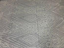 Geometric Sequins Fabric with 4 Way Stretch White Elegant Lace Fabrics Sold By The Yard