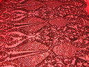 Design Sequins Fabric with 4 Way Stretch - Red -  Beautiful Fabrics Sold By The Yard
