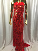 Design Sequins Fabric with 4 Way Stretch - Red -  Beautiful Fabrics Sold By The Yard