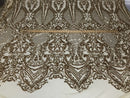 Fancy Design Sequins Fabric with 4 Way Stretch - Gold -  Beautiful Fabrics Sold By The Yard