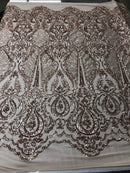 Fancy Design Sequins Fabric with 4 Way Stretch - Champagne -  Beautiful Fabrics Sold By The Yard