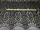 Fancy Design Sequins Fabric with 4 Way Stretch - Navy -  Beautiful Fabrics Sold By The Yard