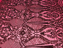 Fancy Design Sequins Fabric with 4 Way Stretch - Burgundy  -  BeautifulFabrics Sold By The Yard