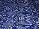 Fancy Design Sequins Fabric with 4 Way Stretch - Royal Blue -  Beautiful Fabrics Sold By The Yard