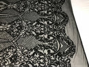 Fancy Design Sequins Fabric with 4 Way Stretch - Black  -  Beautiful  Fabrics Sold By The Yard