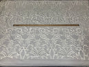 White - 4 Way Stretch Embroidered Royalty Sequins Design Fabric By Yard