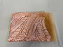 Leaf Pattern Fancy Lace Fabric - Blush Pink - Embroidered Design on Lace Mesh By Yard