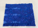 Flower Cluster Fancy Border Fabric - Royal Blue - Embroidered Flower Design on Lace Mesh By Yard