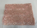 Flower Cluster Fancy Border Fabric - Blush Pink - Embroidered Flower Design on Lace Mesh By Yard