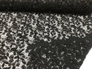 Guipure 3D Lace Fabric - Black - Embroidered 3D Flower with Bead Lace Fabric Sold By The Yard