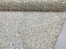 Guipure 3D Lace Fabric - Ivory - Embroidered 3D Flower with Bead Lace Fabric Sold By The Yard