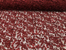 Guipure 3D Lace Fabric - Burgundy - Embroidered 3D Flower with Bead Lace Fabric Sold By The Yard