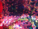 Iridescent - Pink/Blue - Circle Sequins Hologram Fabric - Multi-Color Fabric Sold By The Yard
