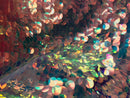 Iridescent - Clear Pink - Circle Sequins Hologram Fabric - Multi-Color Fabric Sold By The Yard