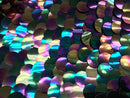 Iridescent - Silver - Circle Sequins Hologram Fabric - Multi-Color Fabric Sold By The Yard
