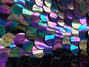 Iridescent - Silver - Circle Sequins Hologram Fabric - Multi-Color Fabric Sold By The Yard