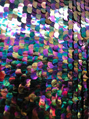 Iridescent - Silver - Circle Sequins Hologram Fabric - Multi-Color Fabric Sold By The Yard