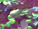 Iridescent Sequins Hologram Fabric - Lilac/Aqua Oval Teardrops - 58 Inch Fabric Sold By The Yard