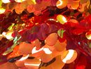 Iridescent Sequins Hologram Fabric - Orange/Pink Oval Teardrops - 58 Inch Fabric Sold By The Yard